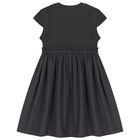 Girls Black Ribbed Dress, 1, hi-res