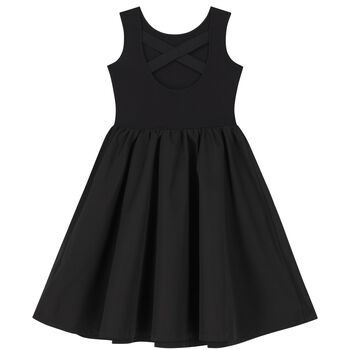 Girls Black Flared Jersey Dress