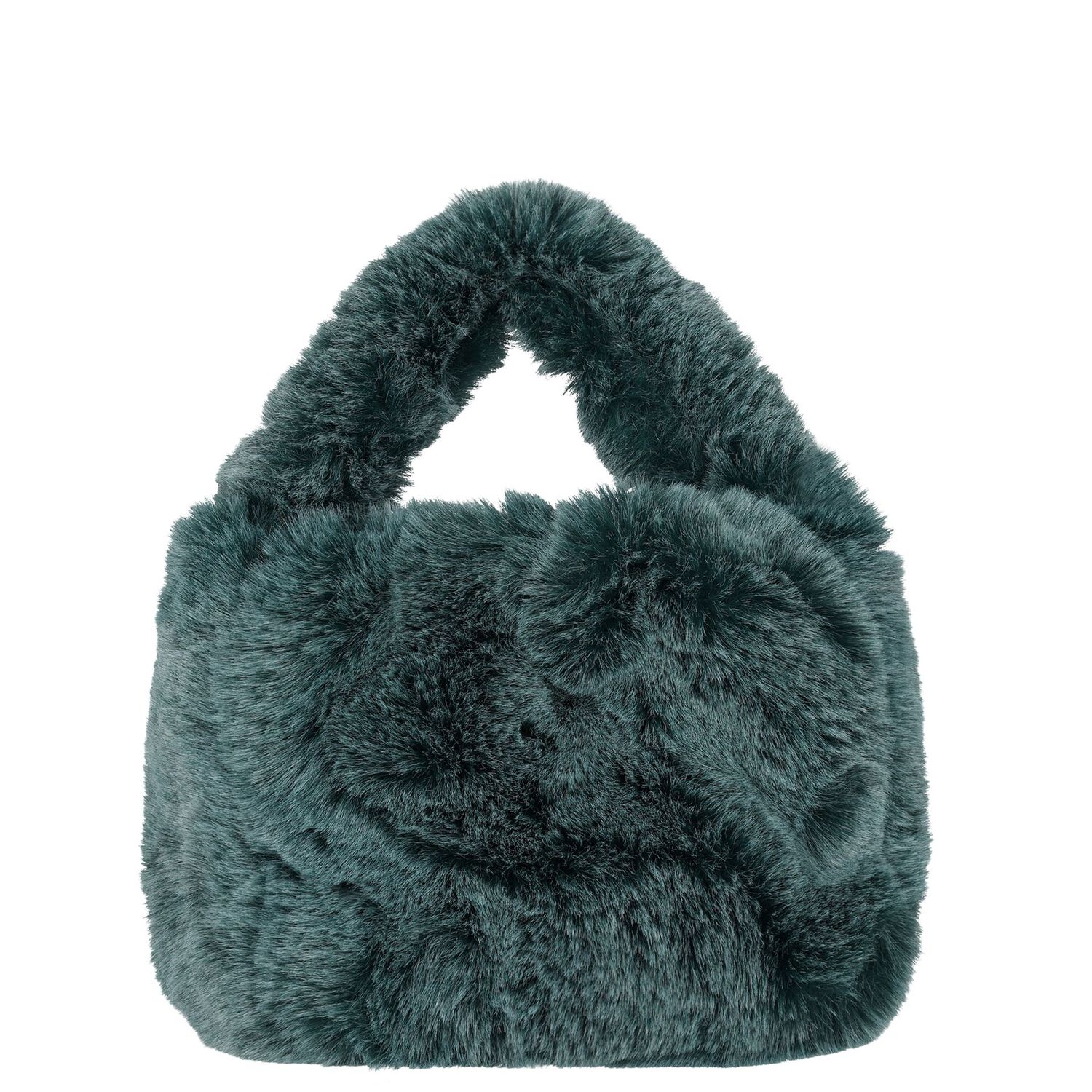 Girls Green Faux Fur Handbag, 2, hi-res