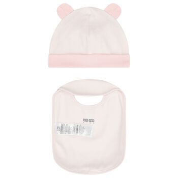 Baby Girls Elephant Logo Hat & Bib Set