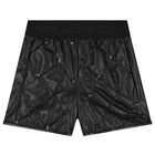 Girls Black Quilted Faux Leather Shorts, 1, hi-res