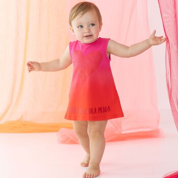 Girls Pink & Red Sequin Heart Dress