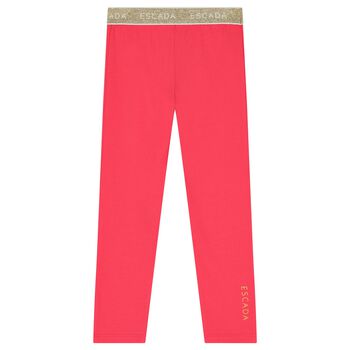Girls Pink Logo Leggings