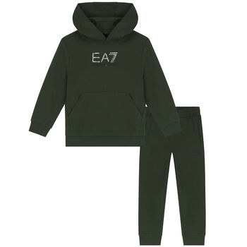 Boys Green Logo Tracksuit