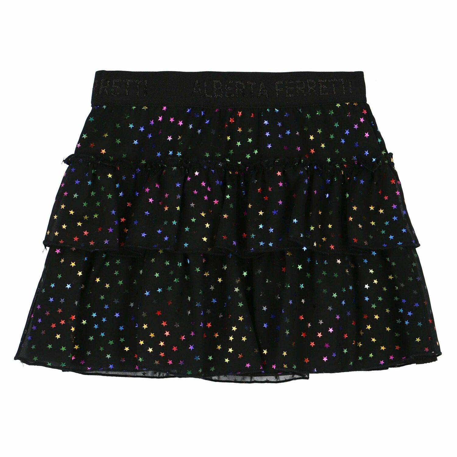 Girls Black Printed Skirt, 1, hi-res