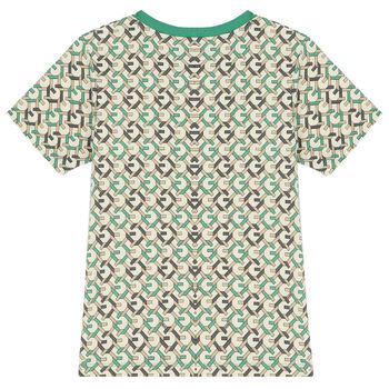 Boys Beige & Green Logo T-Shirt