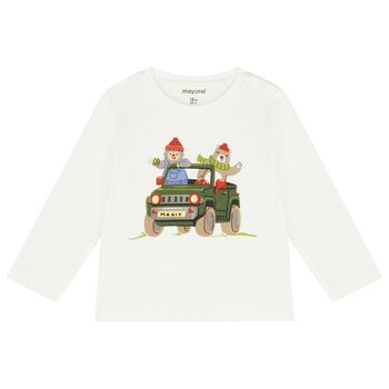 Younger Boys Ivory Long Sleeve Top