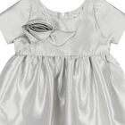 Baby Girls Silver Rose Satin Dress, 1, hi-res