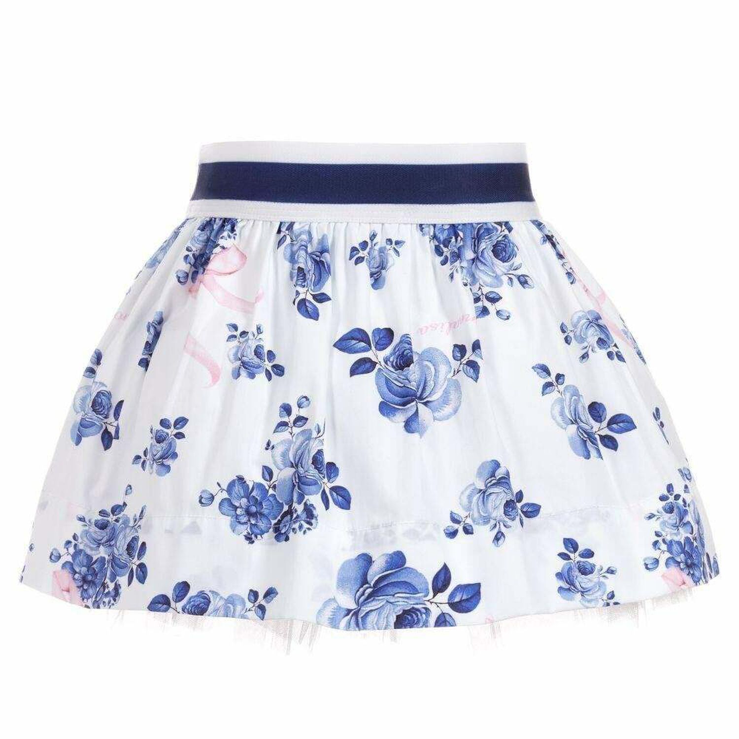 Younger Girls White & Blue Floral Skirt, 1, hi-res image number null