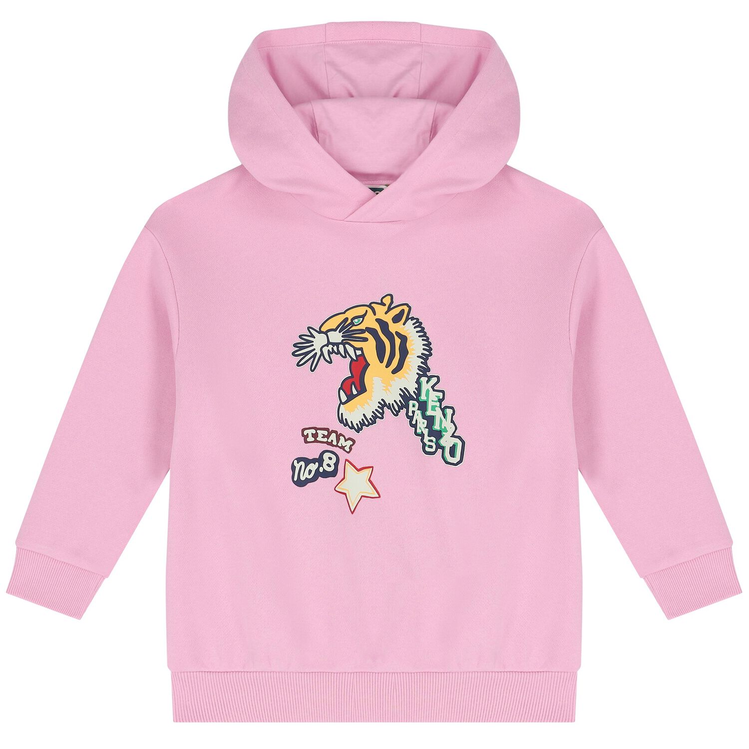 Girls Pink Varsity Tiger Hooded Top, 1, hi-res image number null