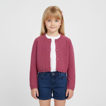 Girls Pink Knitted Cardigan, 1 Girls Pink Knitted Cardigan