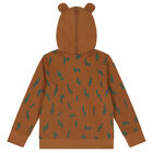 Boys Brown Bear Hooded Zip Up Top, 1, hi-res