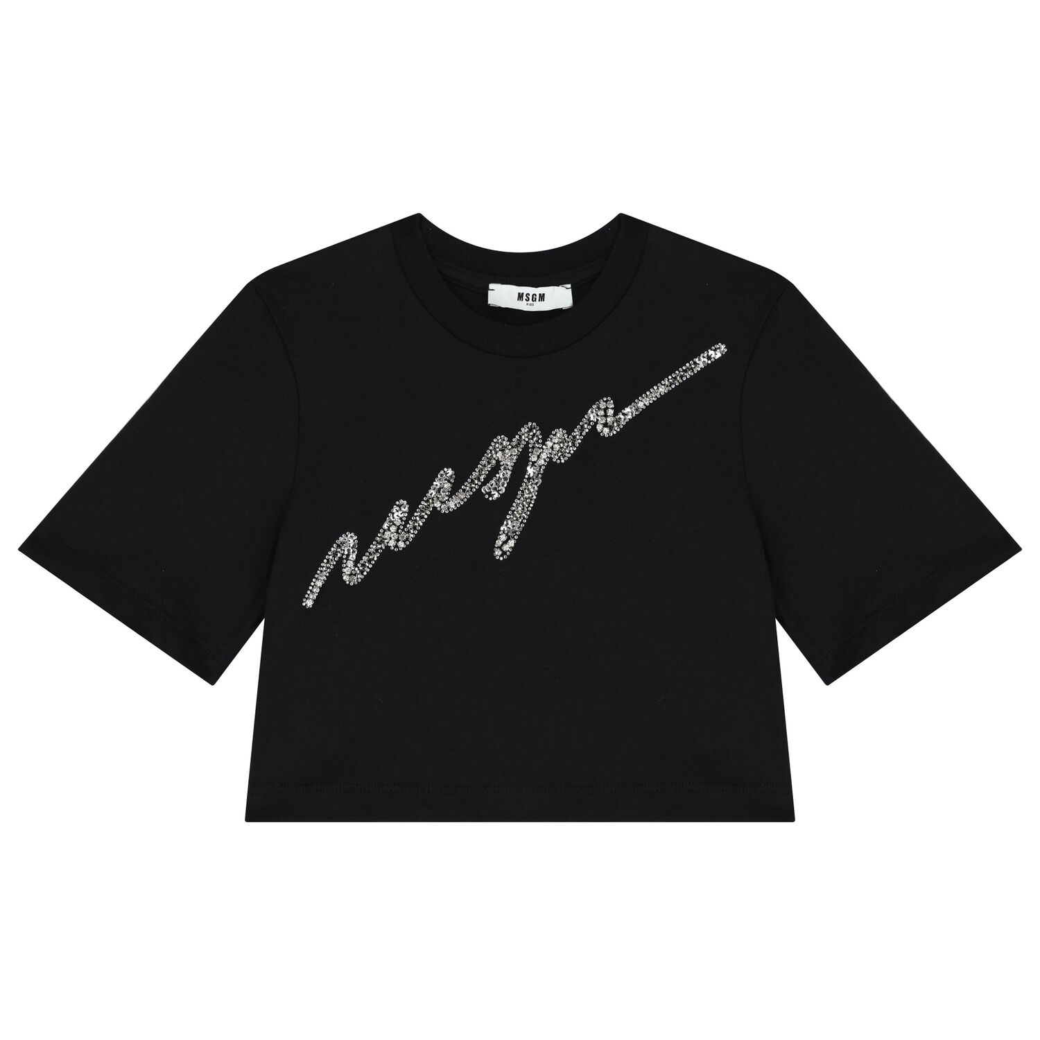 تيشيرت بنات بالشعار باللون الأسود, 2, hi-res