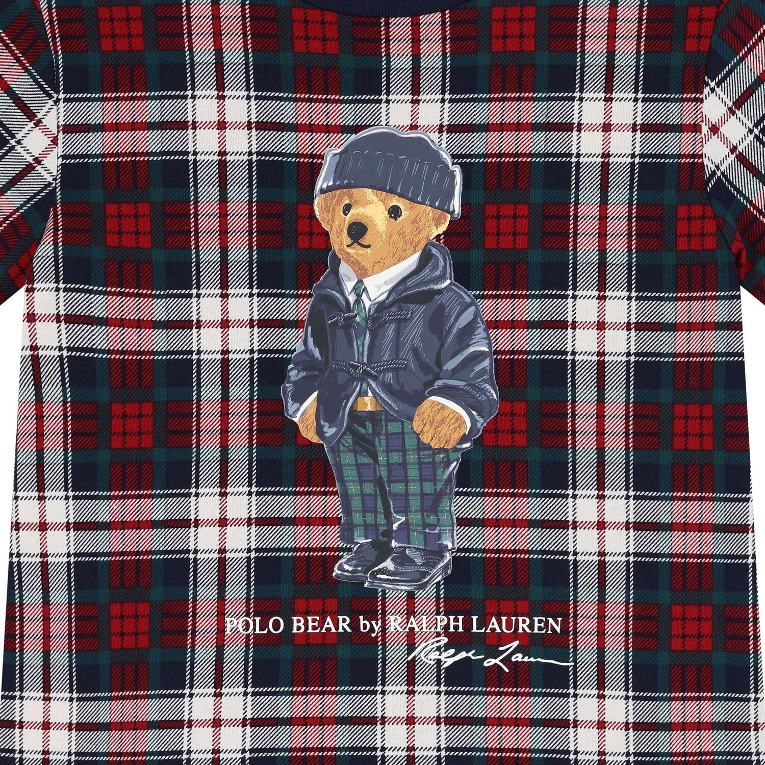 Boys Red & Navy Blue Logo Tartan T-Shirt, 1, hi-res image number null