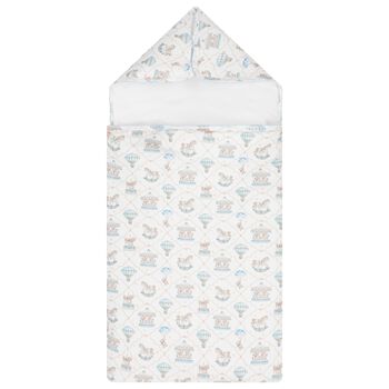 Baby Boys Blue & White Carousel & Hot Air Balloon Nest