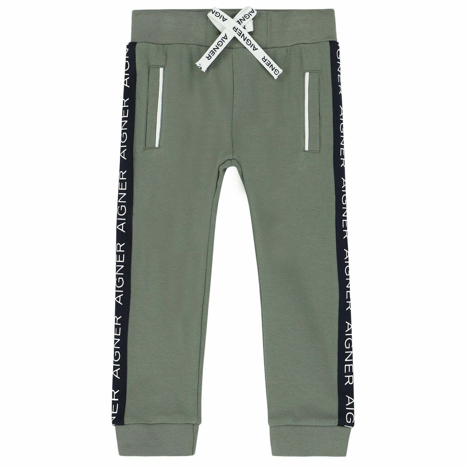 Younger Boys Khaki Logo Joggers, 1, hi-res
