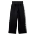 Girls Black Logo Trousers, 1, hi-res