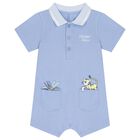 Baby Boys Blue Logo Romper, 1, hi-res