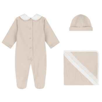 Beige Shirred Babygrow Gift Set