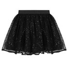 Girls Black Embellished Tulle Skirt, 1, hi-res
