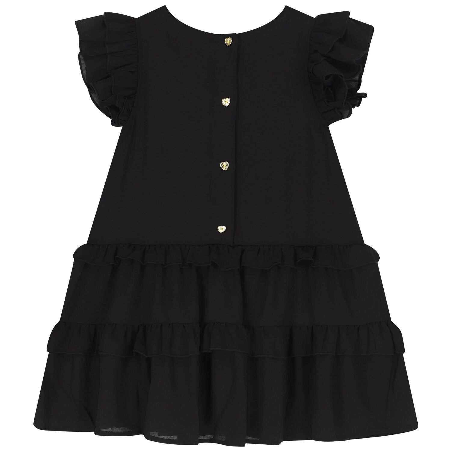 Girls Black Bow Dress, 1, hi-res