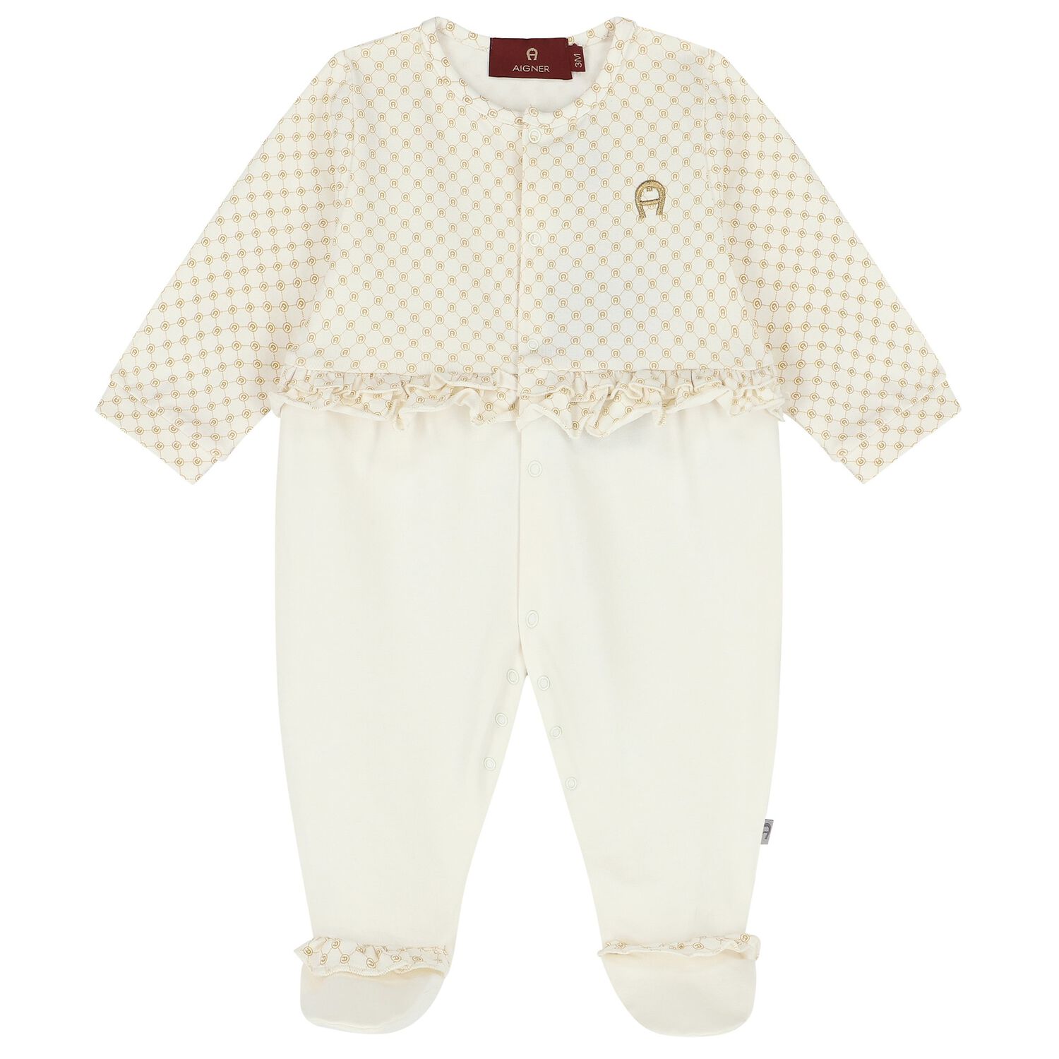 Baby Girls Ivory Logo Babygrow, 1, hi-res