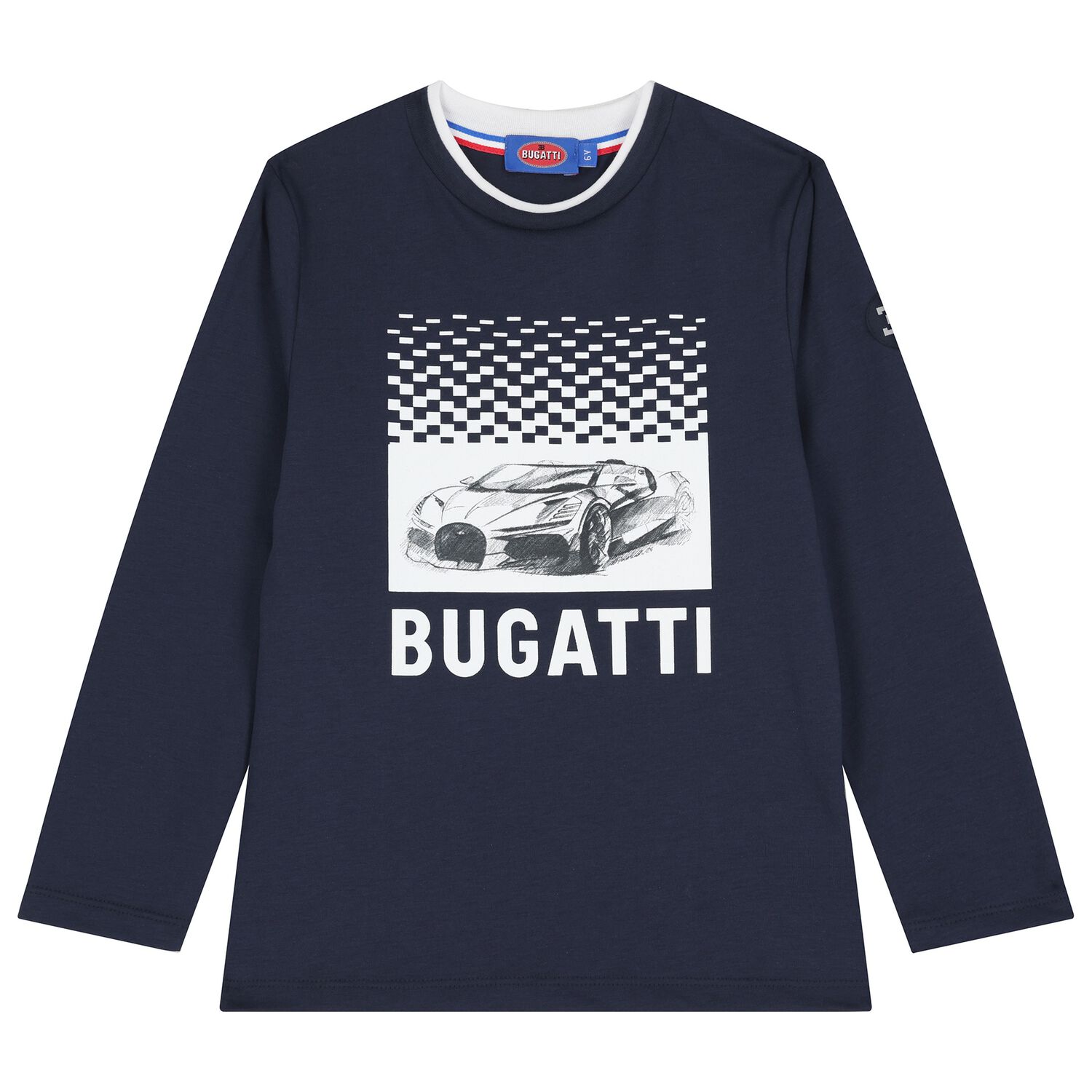Boys Navy Blue Logo Long Sleeve Top, 1, hi-res