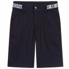 Boys Navy Blue Logo Shorts, 1, hi-res
