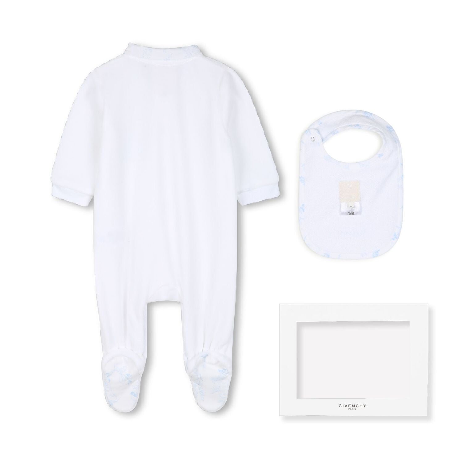 Baby Boys White & Blue Toile de Jouy Babygrow Gift Set, 1, hi-res