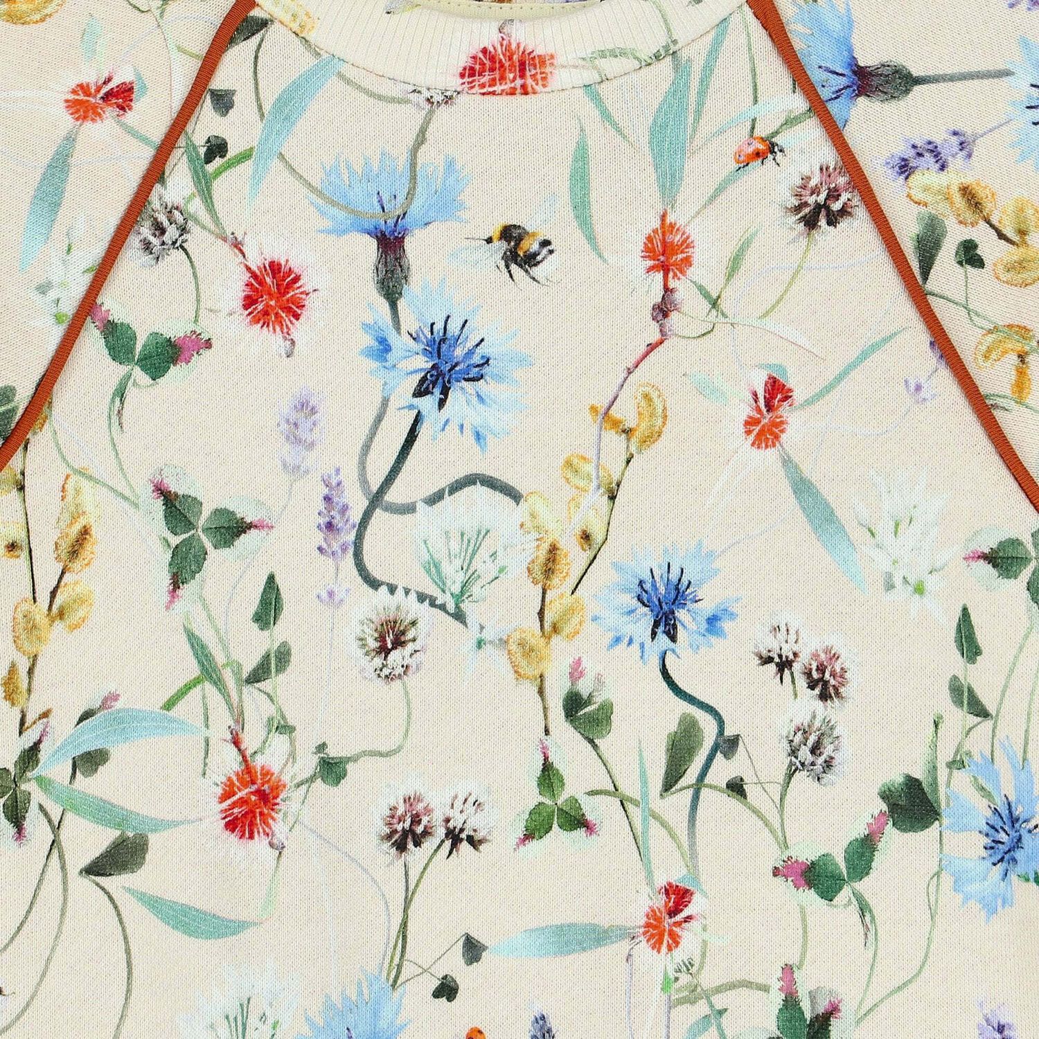 سويت شيرت بالزهور باللون العاجى للبنات, 1, hi-res