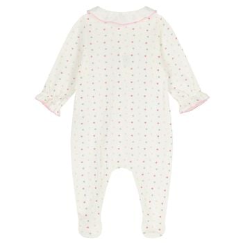 Baby Girls Ivory & Pink Heart Babygrow