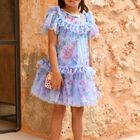 فستان بنات من التول بفيونكه باللون الذهبي , 1, hi-res