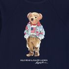 Girls Navy Bear Sweatshirt Dress, 1, hi-res