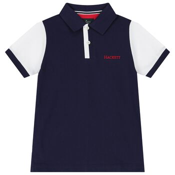 Boys Navy Blue & White Logo Polo Shirt