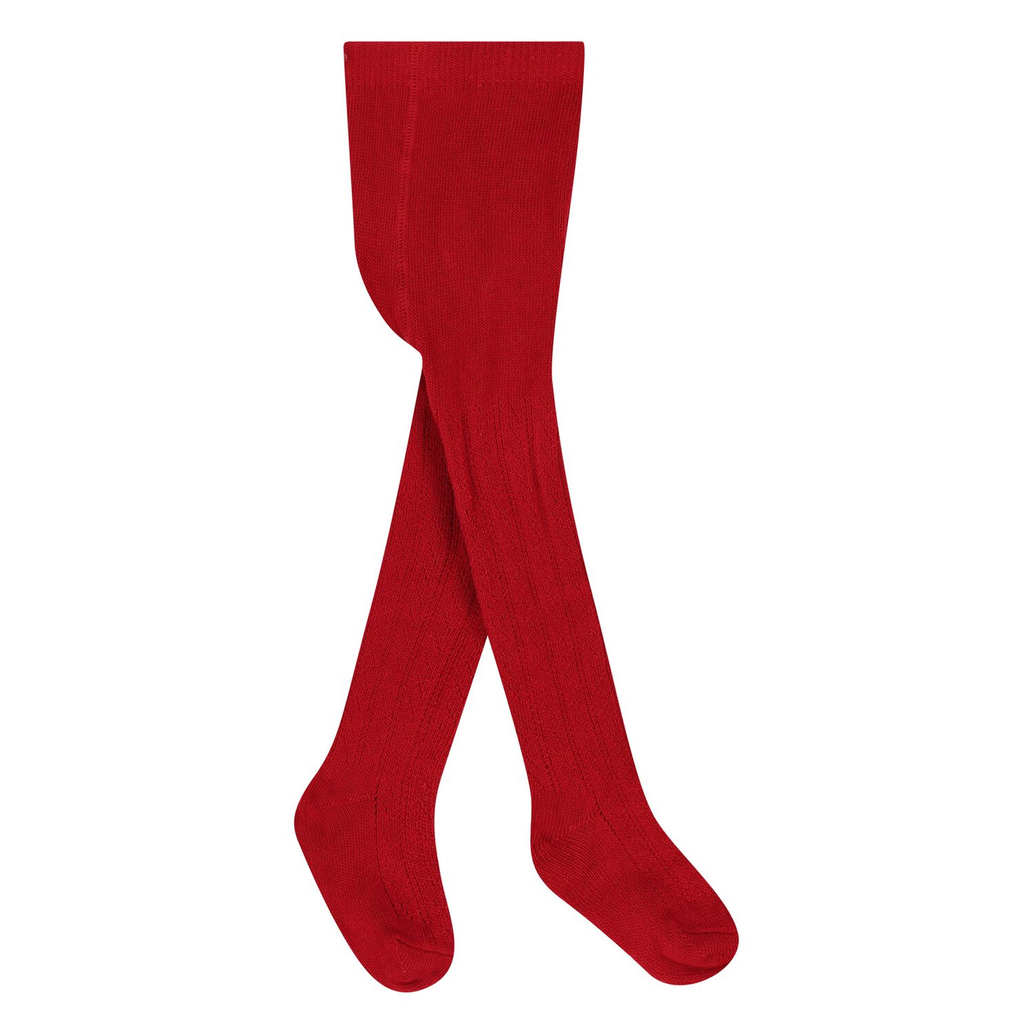 Younger Girls Red Knitted Tights, 2, hi-res