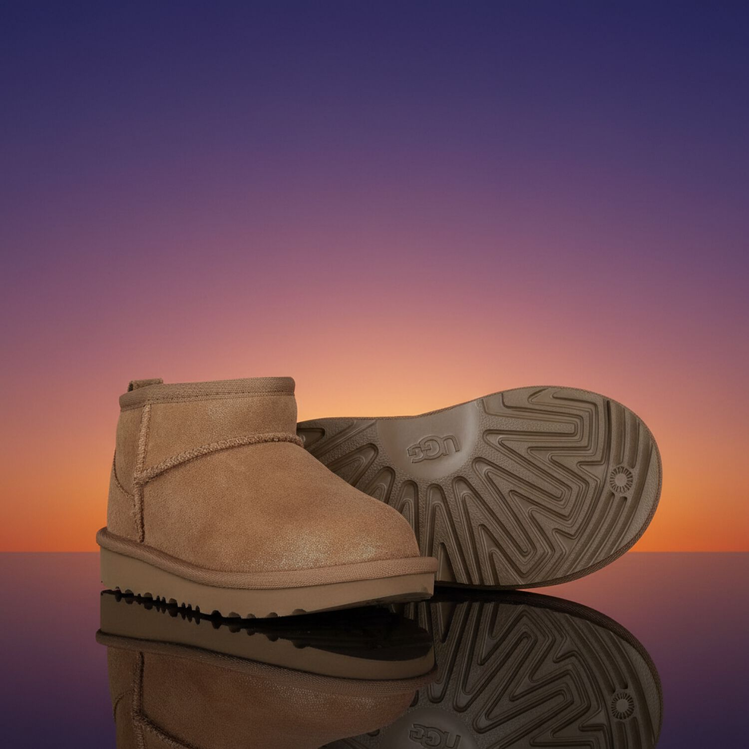 Younger Girls Beige Classic Ultra Mini Suede Boots, 1, hi-res