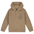 Boys Beige Logo Hooded Top, 2, hi-res