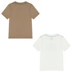 Boys White & Beige Logo T-Shirts ( 2-Pack ), 1, hi-res