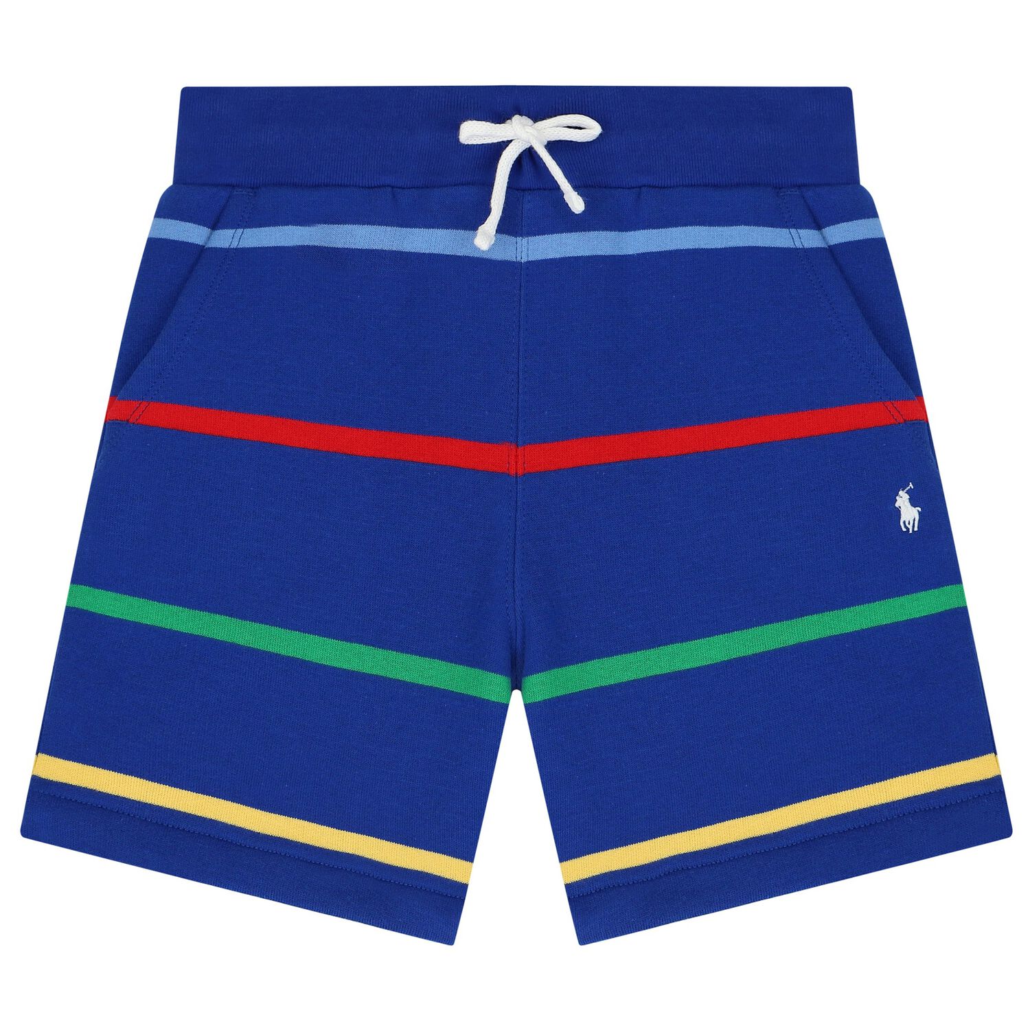 Boys Blue Logo Striped Shorts, 1, hi-res image number null