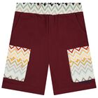 Boys Burgundy Zig Zag Shorts, 1, hi-res