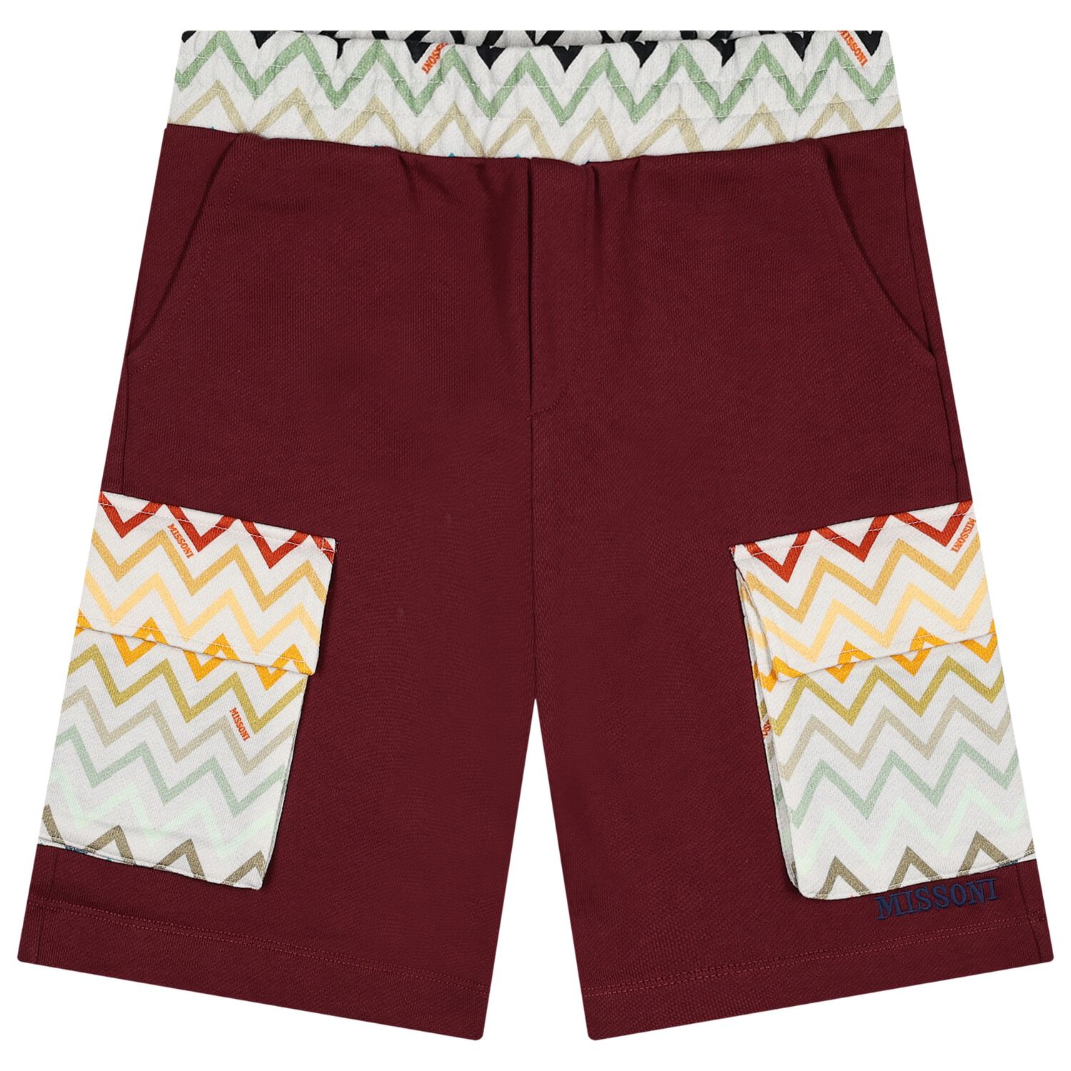Boys Burgundy Zig Zag Shorts, 1, hi-res