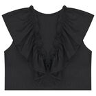 طقم شورت باللون الاسود مكشكش للبنات, 2, hi-res