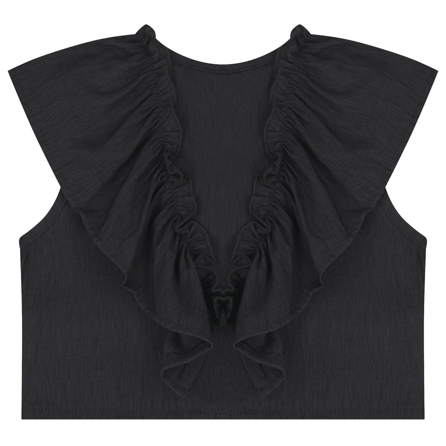 طقم شورت باللون الاسود مكشكش للبنات, 2, hi-res