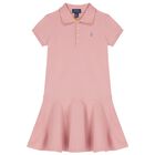 Girls Pink Logo Polo Dress, 1, hi-res