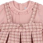 Younger Girls Pink Tweed & Crêpe Chiffon Dress, 1, hi-res