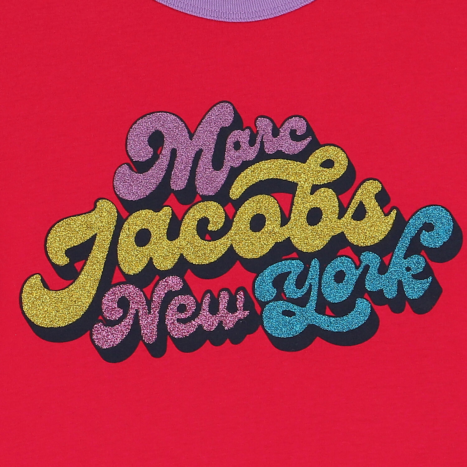 تيشيرت بنات مطرز بالبشعار باللون الأرجواني, 3, hi-res