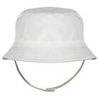 Baby Boys White & Beige Reversible Hat, 1, hi-res