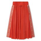 Girls Orange Pliss&eacute; Logo Skirt, 1, hi-res