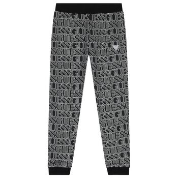Boys Black & Grey Logo Joggers