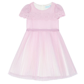 Girls Purple Pleated Tulle Dress